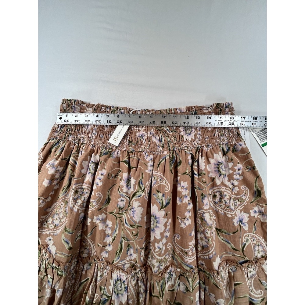 NEW Jessica Simpson Adeline Skirt L Camel Orange Paisley Floral Print Lined $60 - Picture 4 of 9